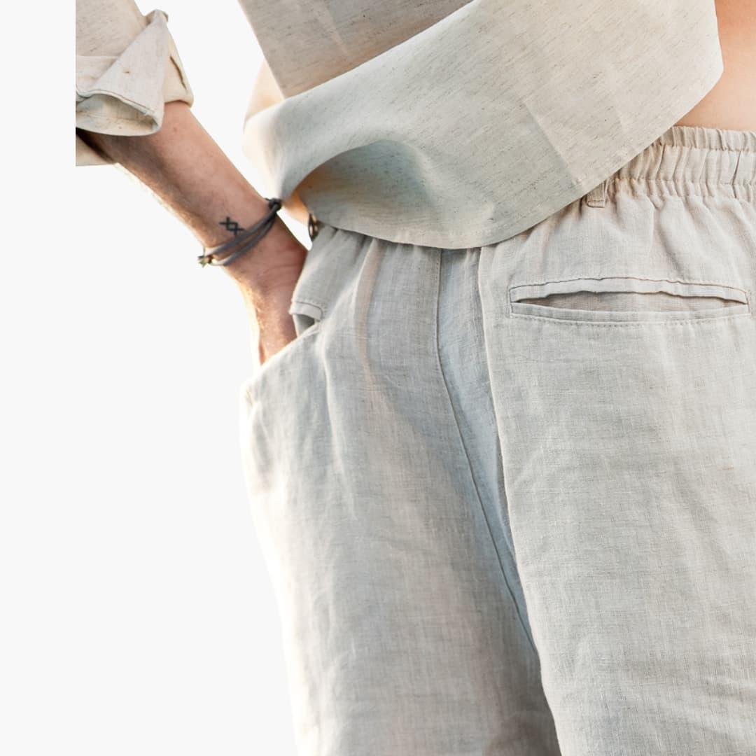 Men's Linen Shorts with Drawstring and Side Pockets