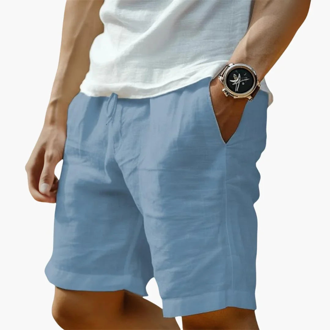 Men's Summer Shorts with Elastic Waistband and Drawstring Closure
