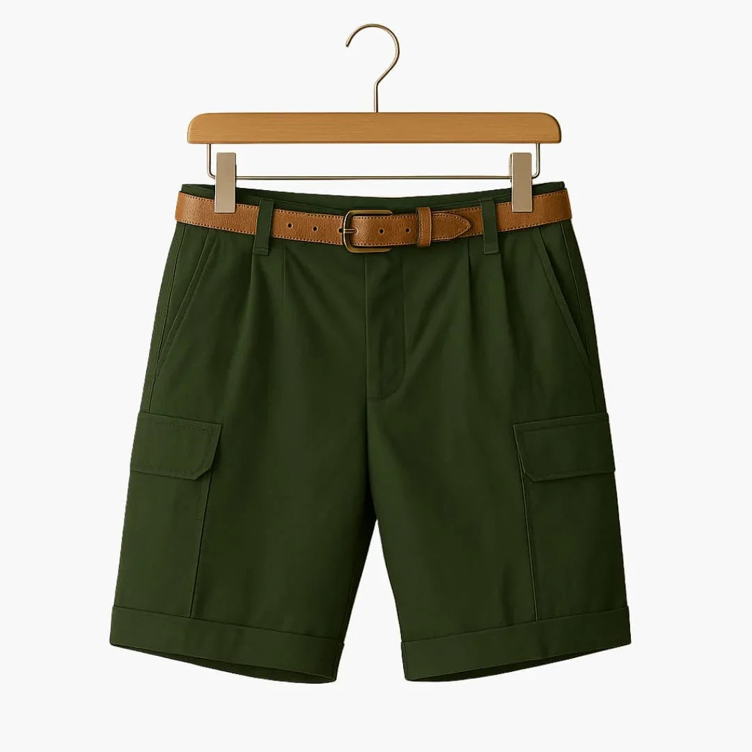 Men's Summer Shorts Made of Linen Blend with Cargo Pockets