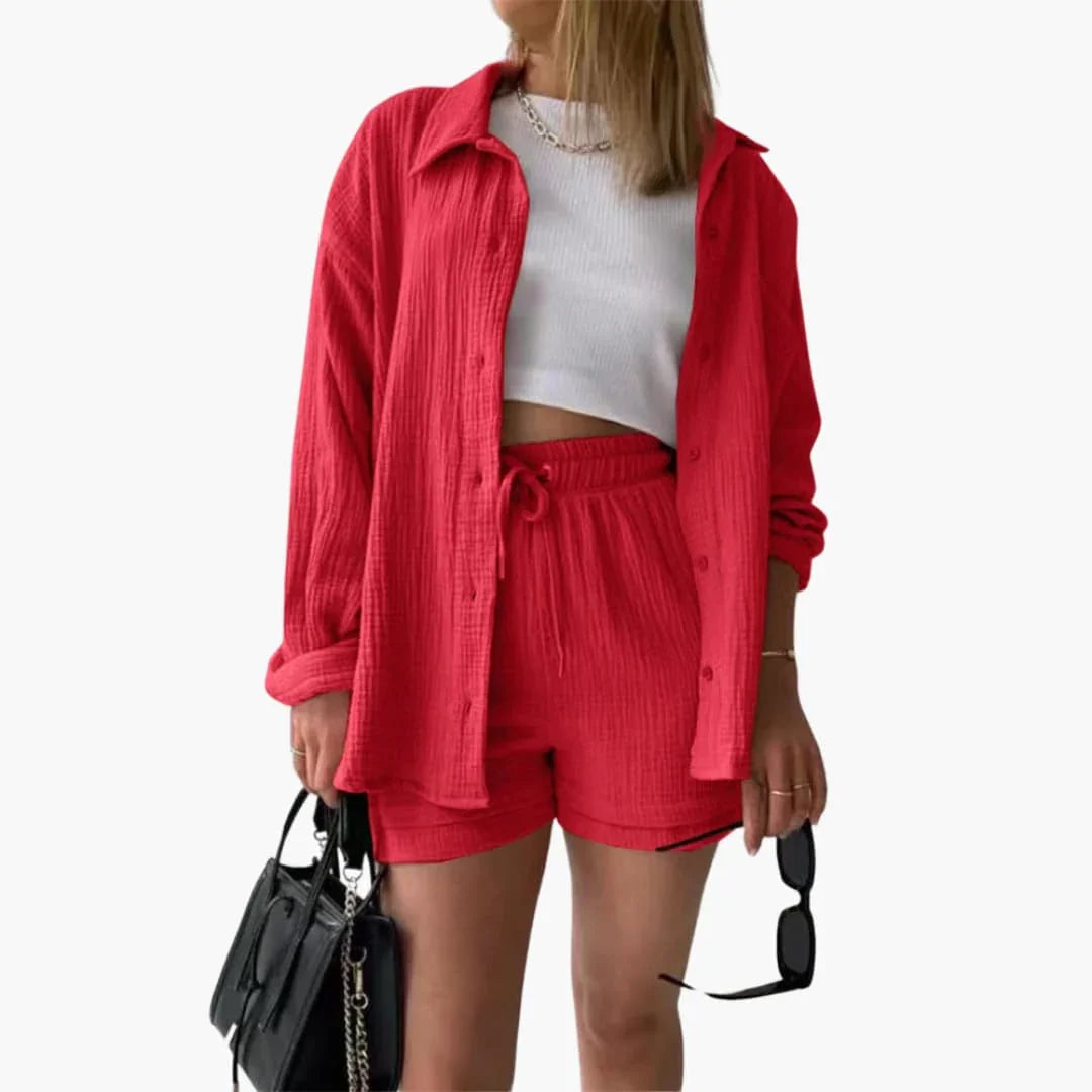 Two-Piece Set with Shorts for Women - Casual Summer Look