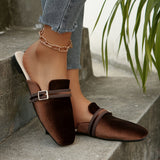 Women's Slippers with Square Toe and Slip-On Design