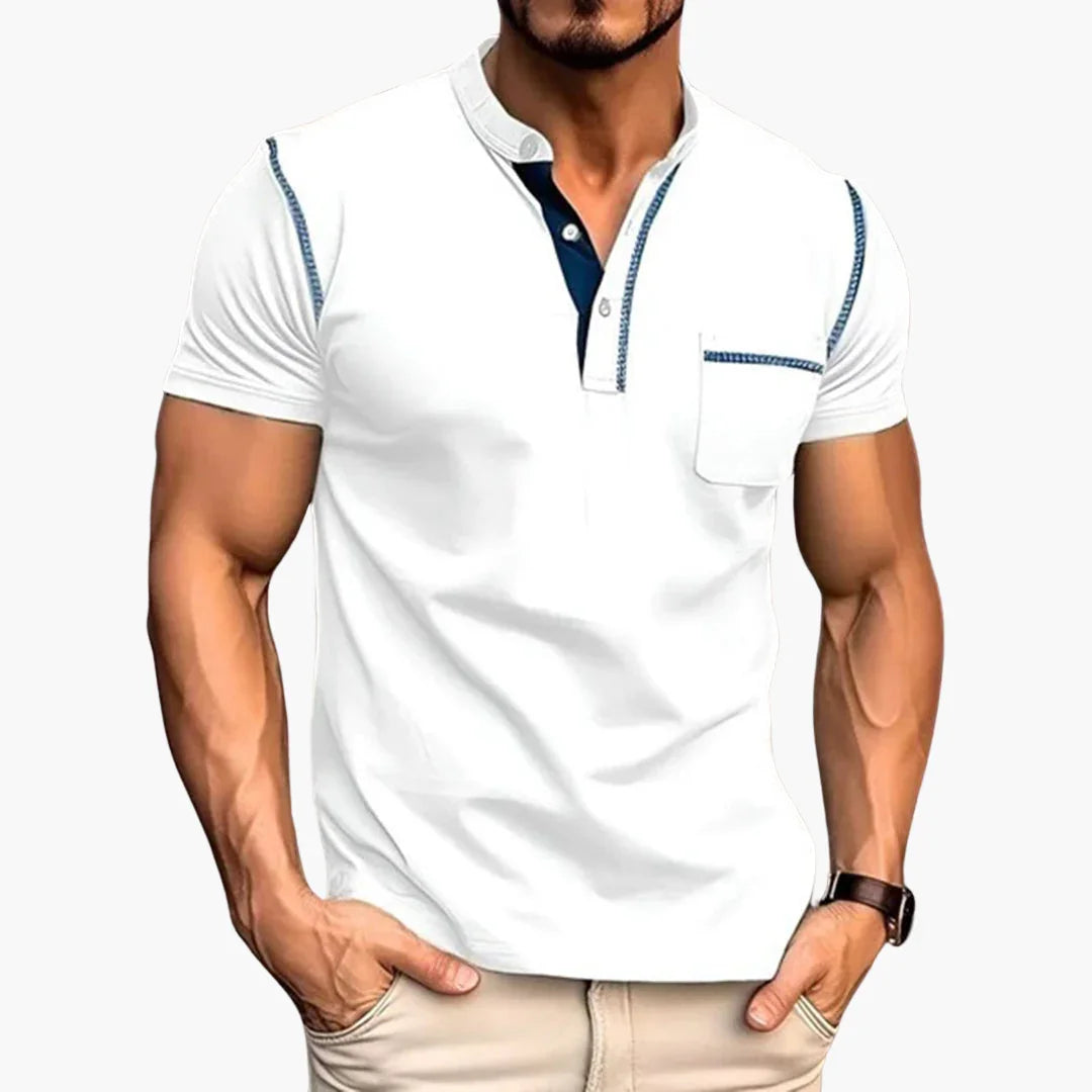 Henley T-Shirt for Men  Short Sleeve with Chest Pocket