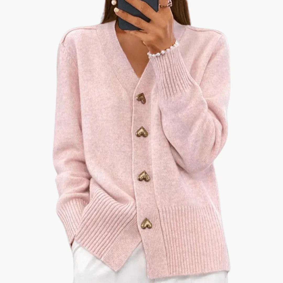 Cardigan for Women  Elegant Cardigan with Heart Buttons