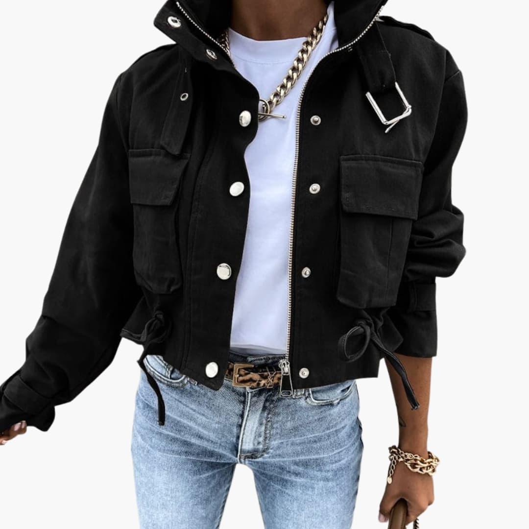 Cropped Transitional Jacket with Pockets for Women