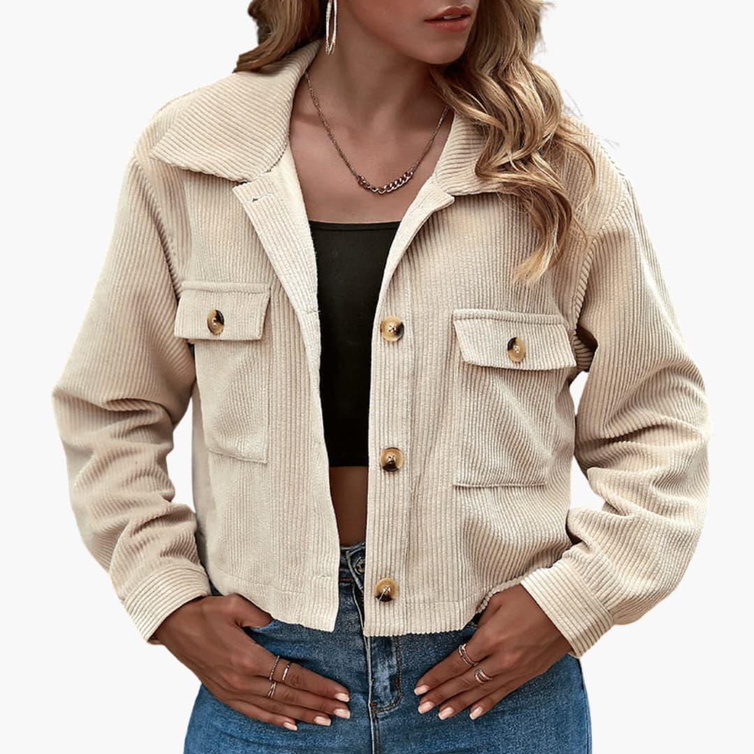 Button Closure Transitional Jacket for Women