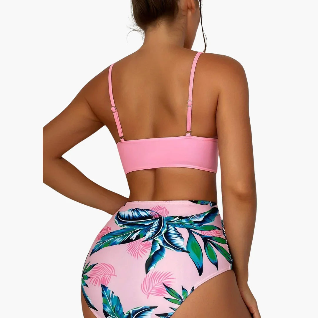 Push Up Bikini - Women's High Waist Two-Piece with Pattern