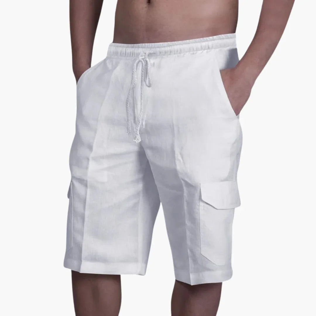 Men's Cargo Shorts with Drawstring and Pockets for Summer