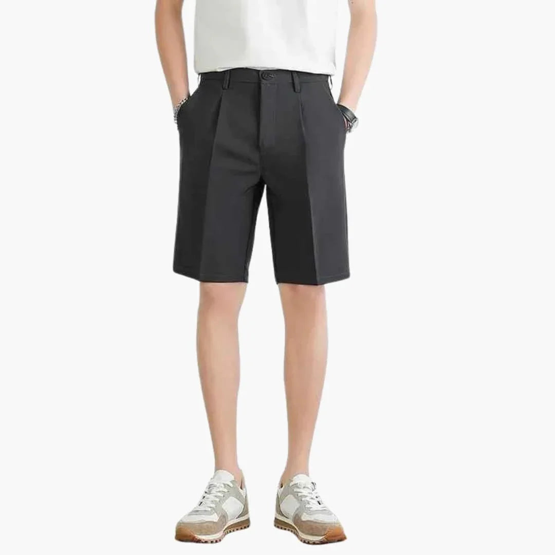 Men's Summer Shorts with Pleats, Zipper, and Slim Fit