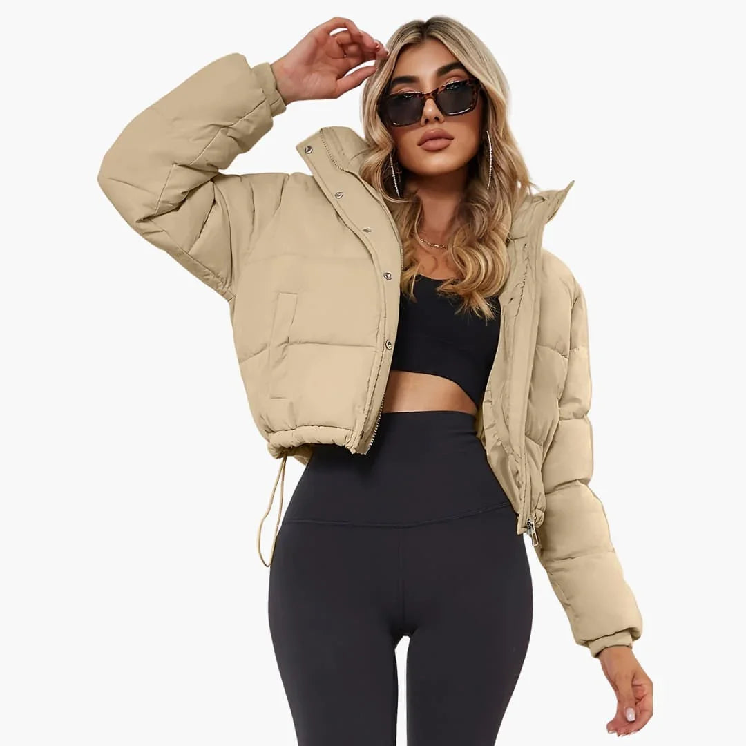 Women's Short Jacket with Hood and Zipper