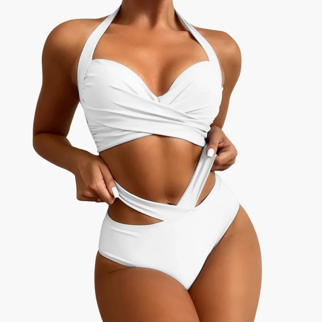Two-Piece Women's Bikini with High Waist and Tummy Control