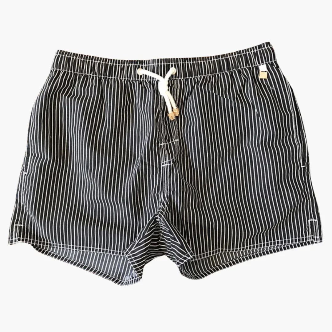 Striped Men's Swim Shorts - with Drawstring and Side Pockets