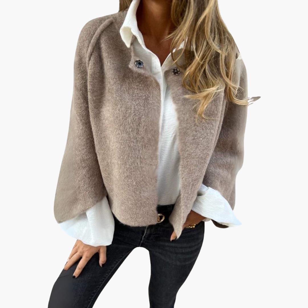 Women's Jacket with Round Neckline and Long Sleeves