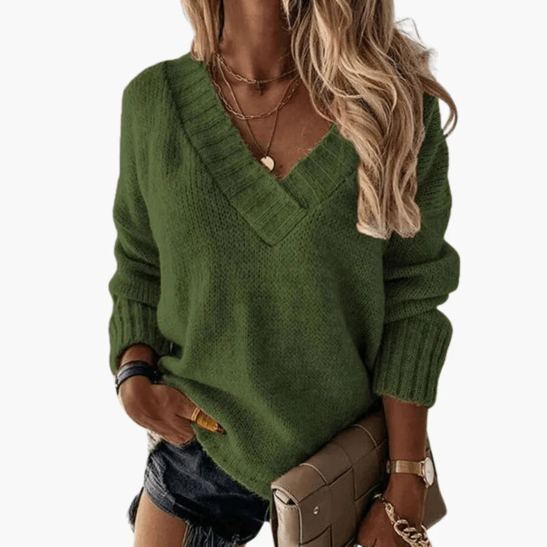 Bavane | V-Neck Knit Sweater for Women  Elegant and Soft Top