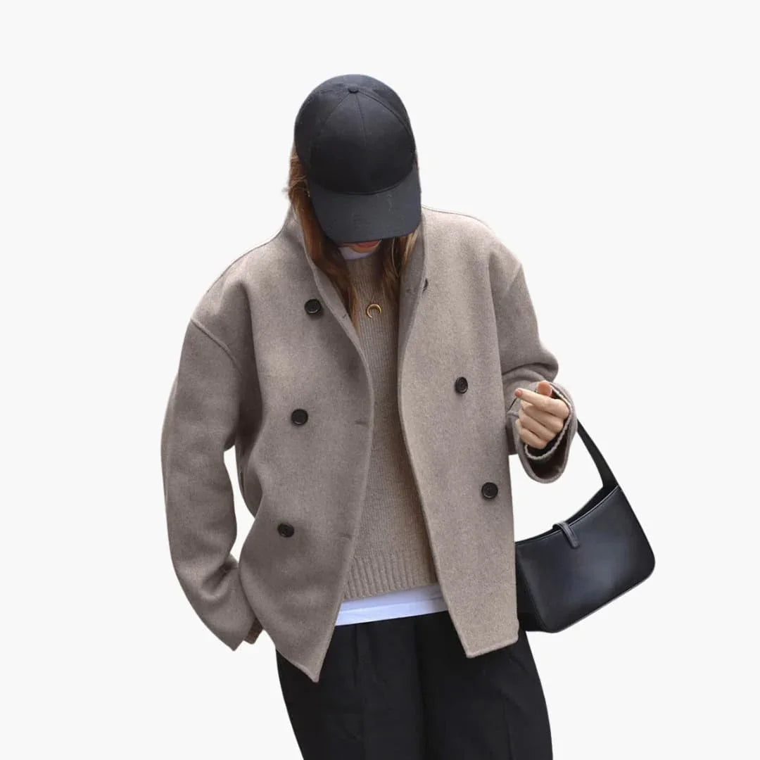 Women's Jacket with Loose Fit and Button Closure in Front