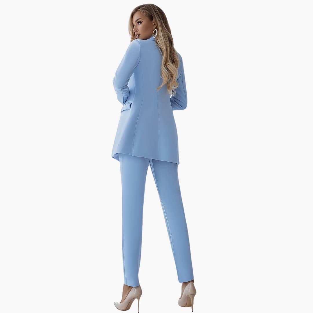 Womens Two-Piece Suit with Blazer and Slim-Fit Pants