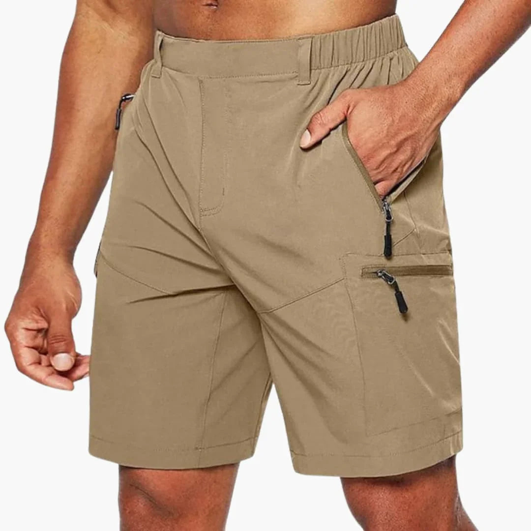 Men's Cargo Shorts with Zipper Pockets and Ripstop Fabric
