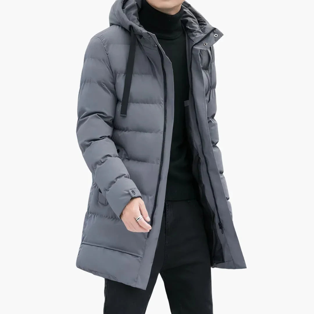Bavane | Men's Long Padded Jacket with Hood and Zipper