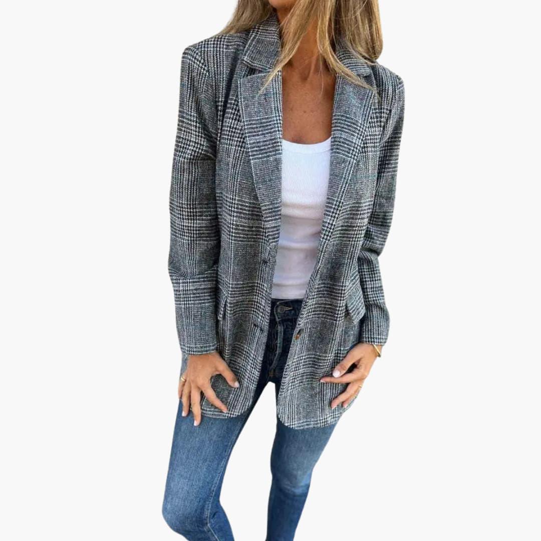 Bavane | Checked Blazer for Women - Tailored Slim Fit Look