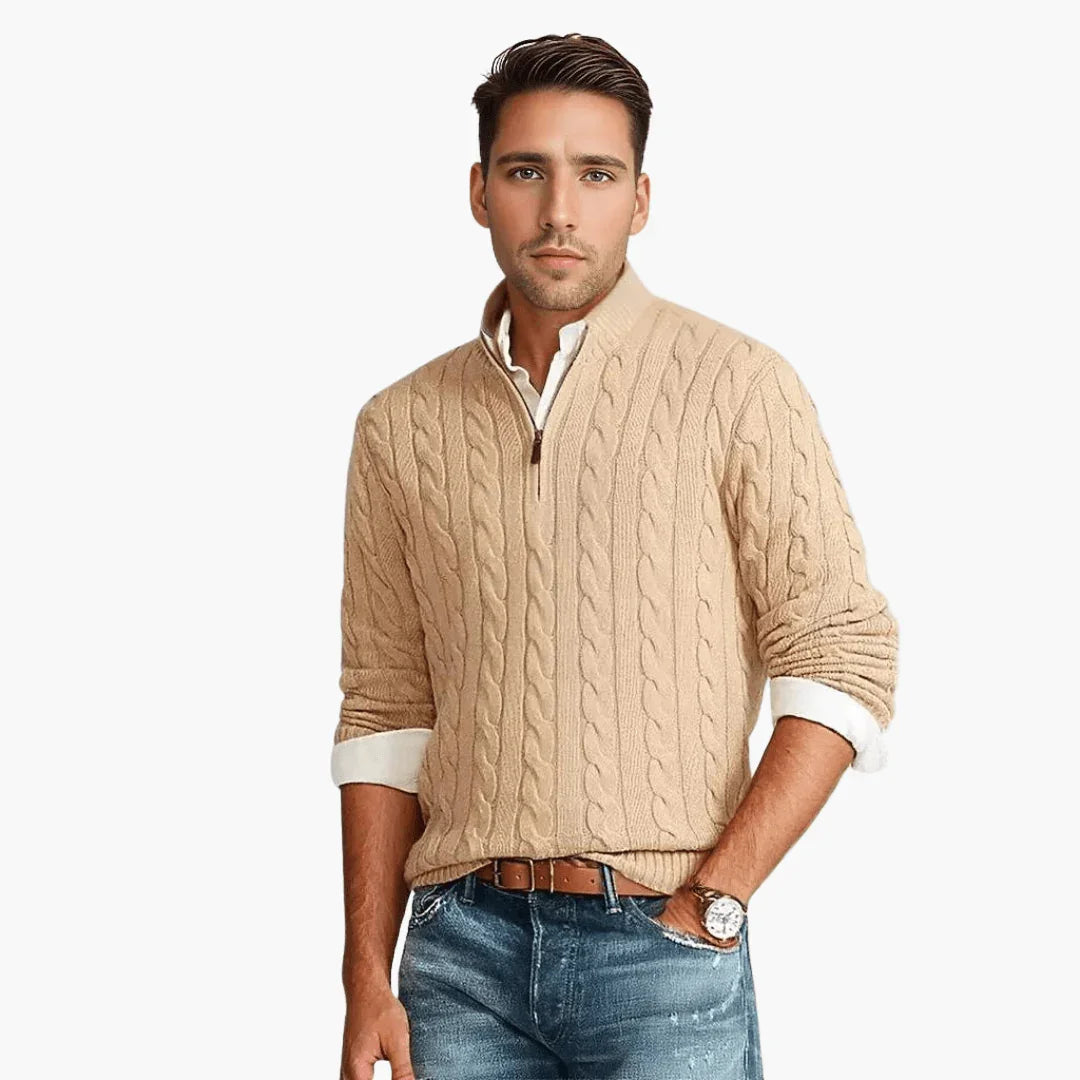 Men's Knit Sweater with Zipper  Winter Sweater