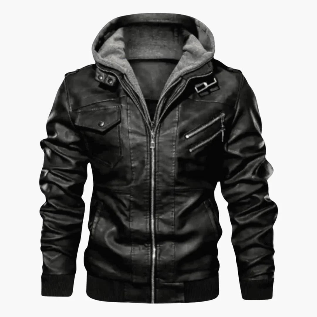 Bavane | Men's Leather Jacket with Hood  Stylish & Comfortable for Every Day