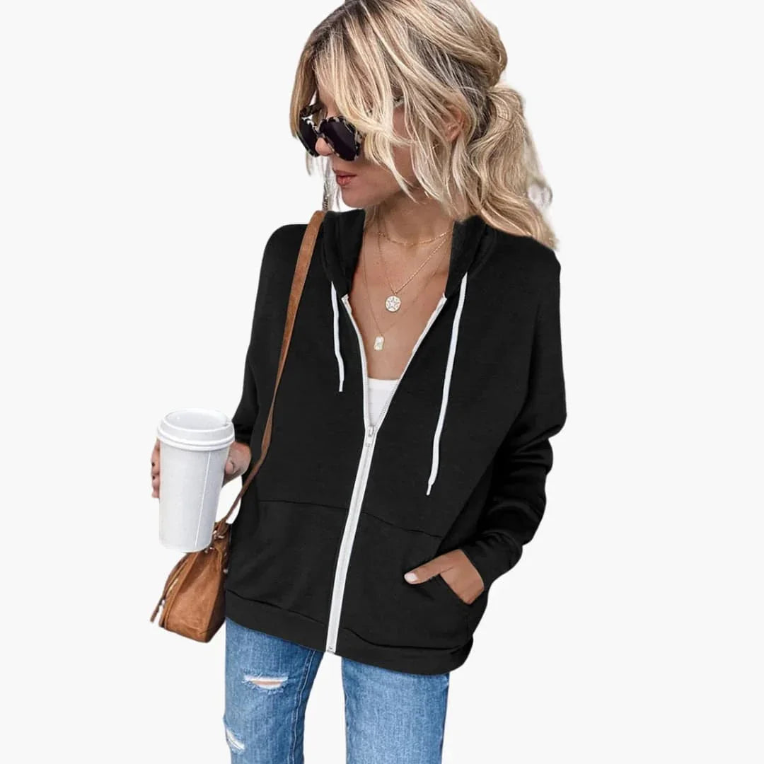 Women's Zip-Up Hoodie with Side Pockets