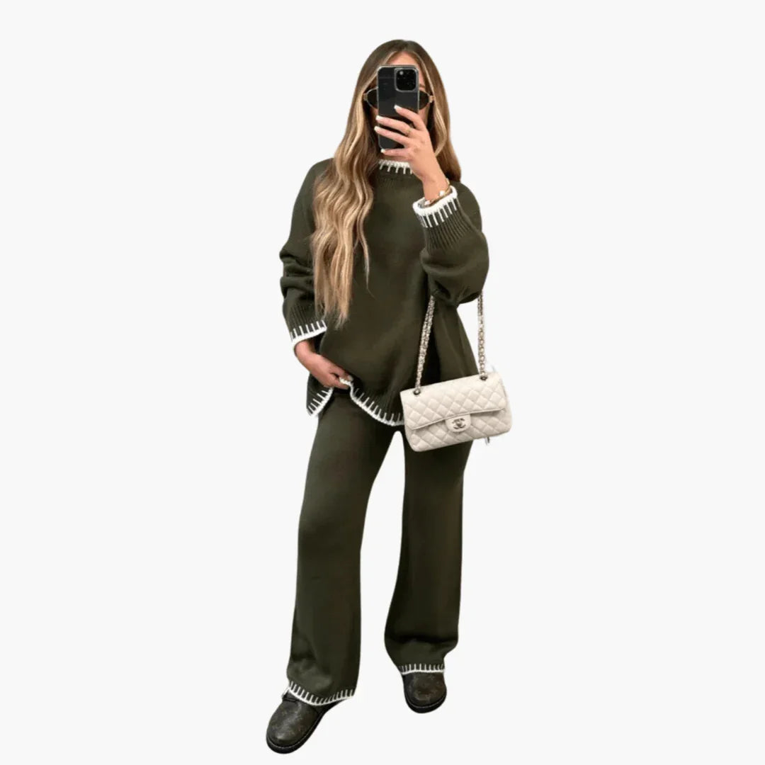 Trendy Lounge Set for Women  Comfortable Knit Top and Pants
