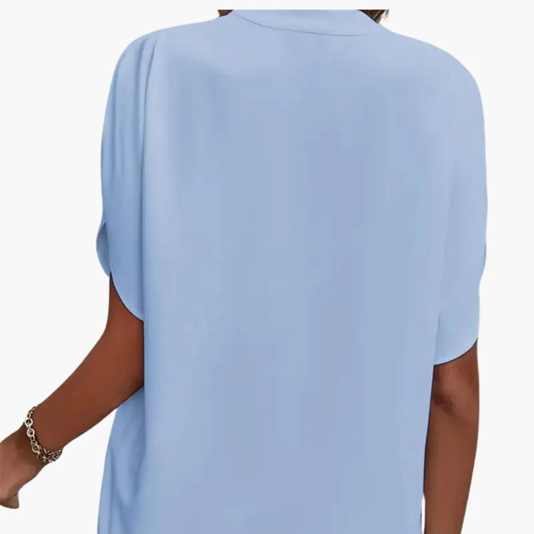 Blouse with V-Neck for Women  Short Sleeve and Elegant