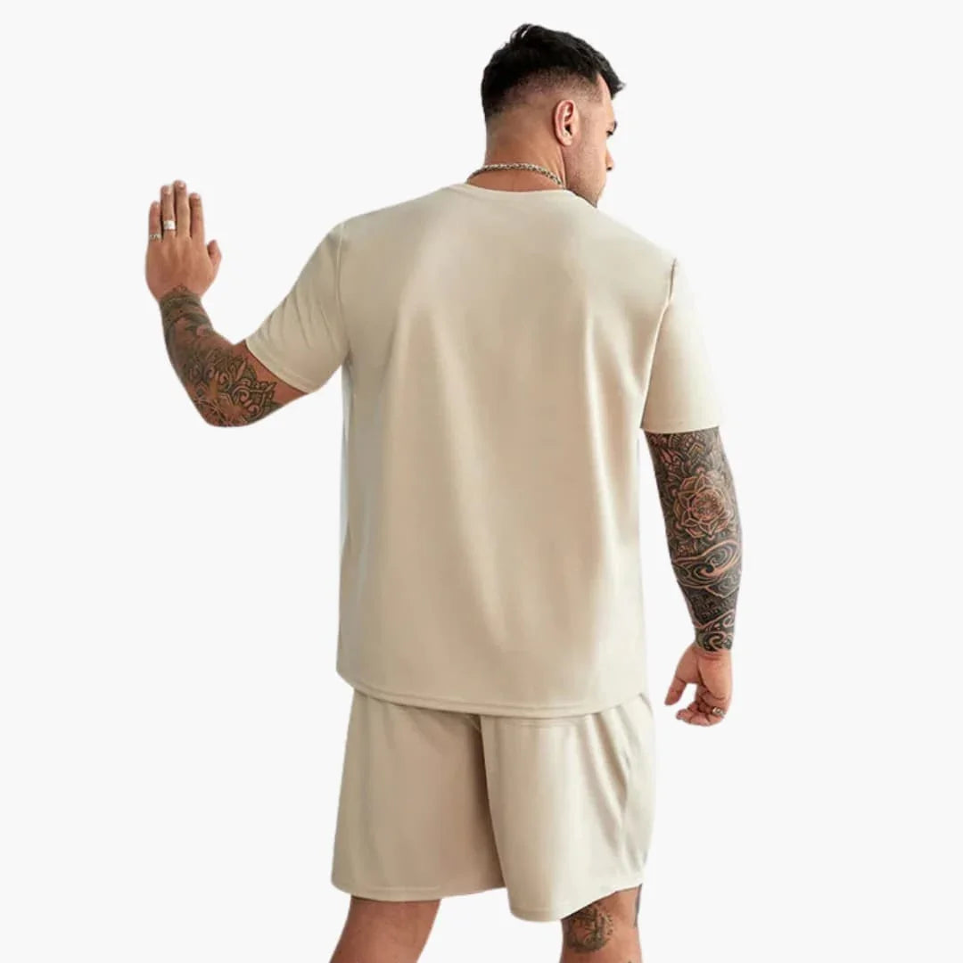 Men's 2-Piece Summer Set with Graphics and Crew Neck