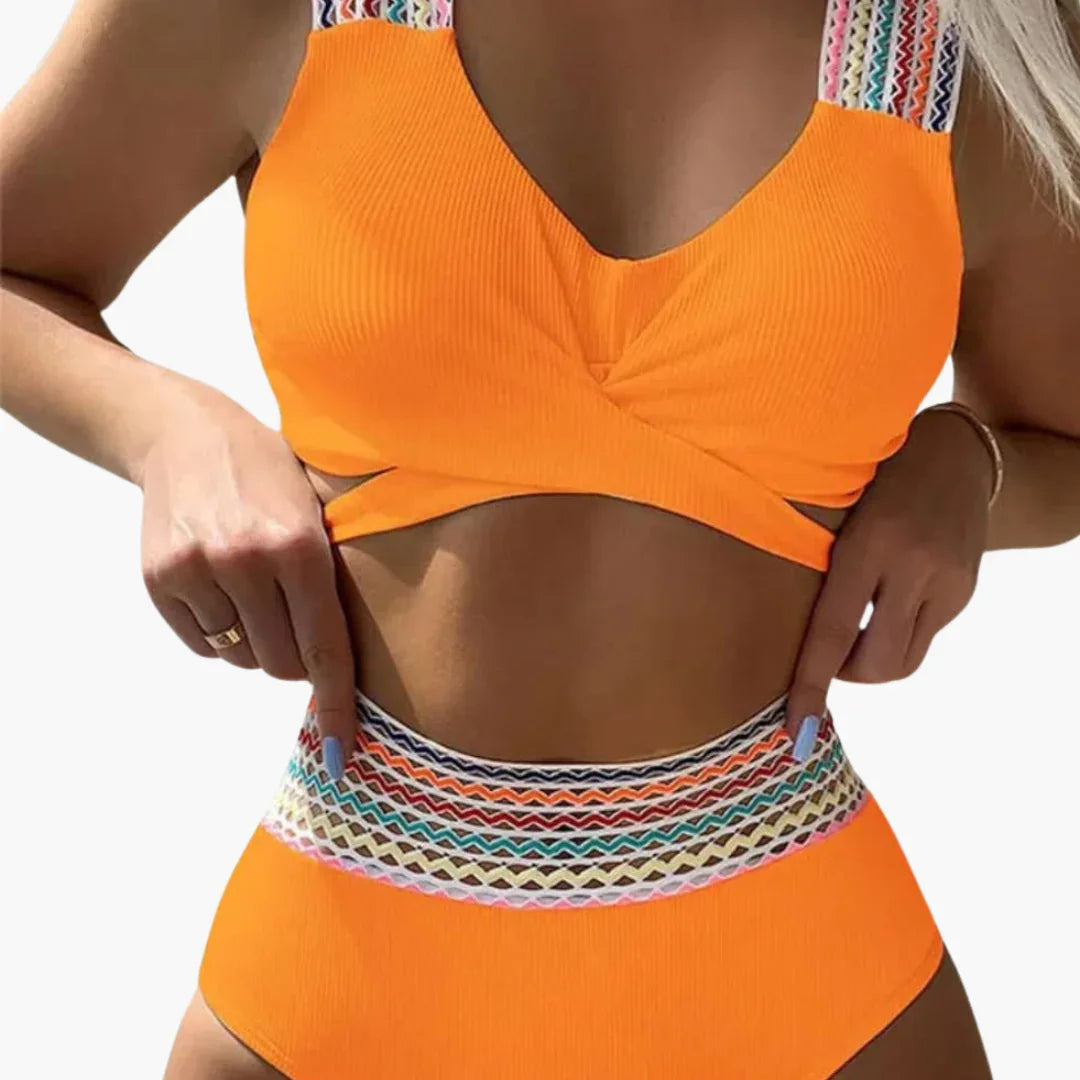 Ribbed High-Waist Bikini - Women's Two-Piece for Summer