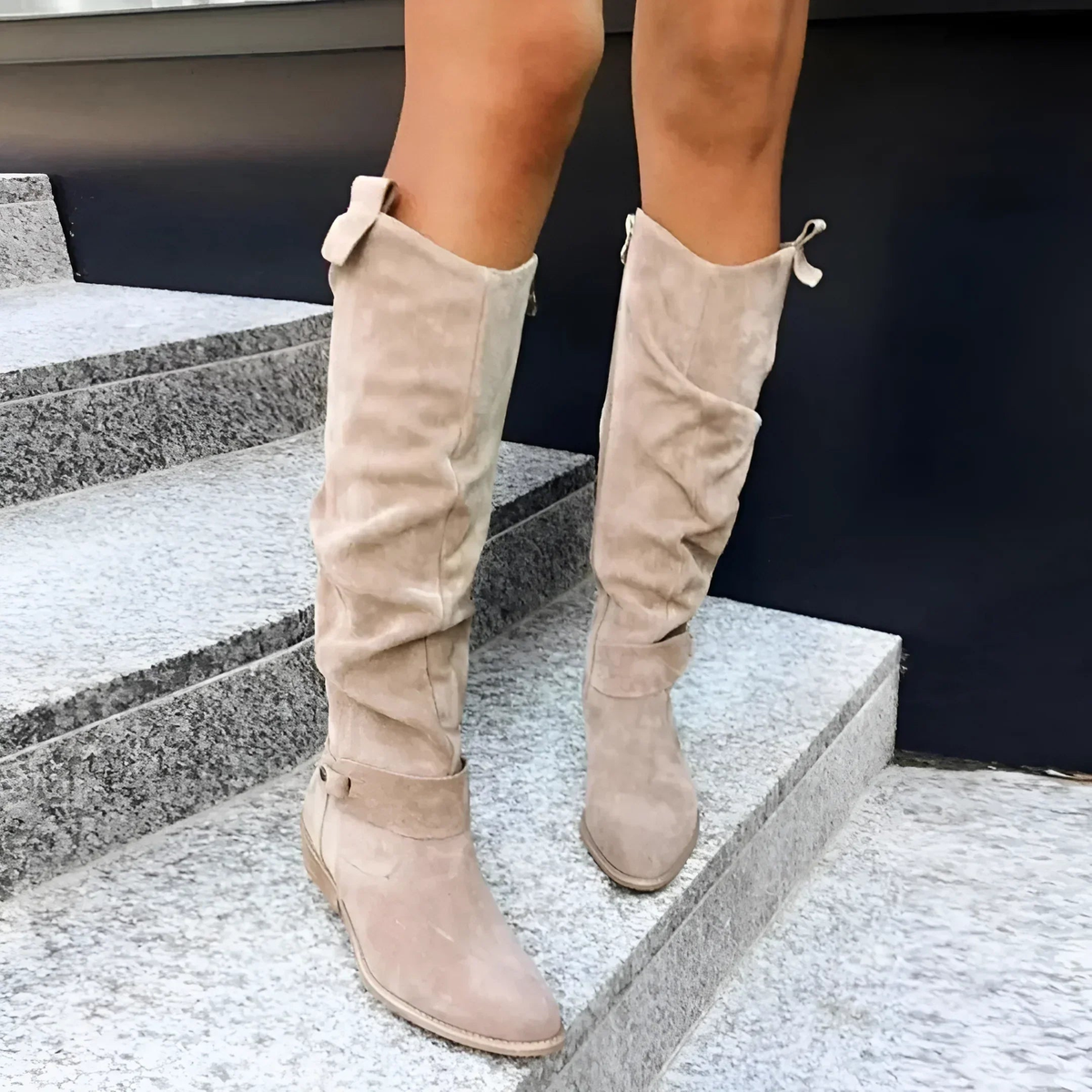 Knee-high Boots for Women | Block Heel Strap Detail