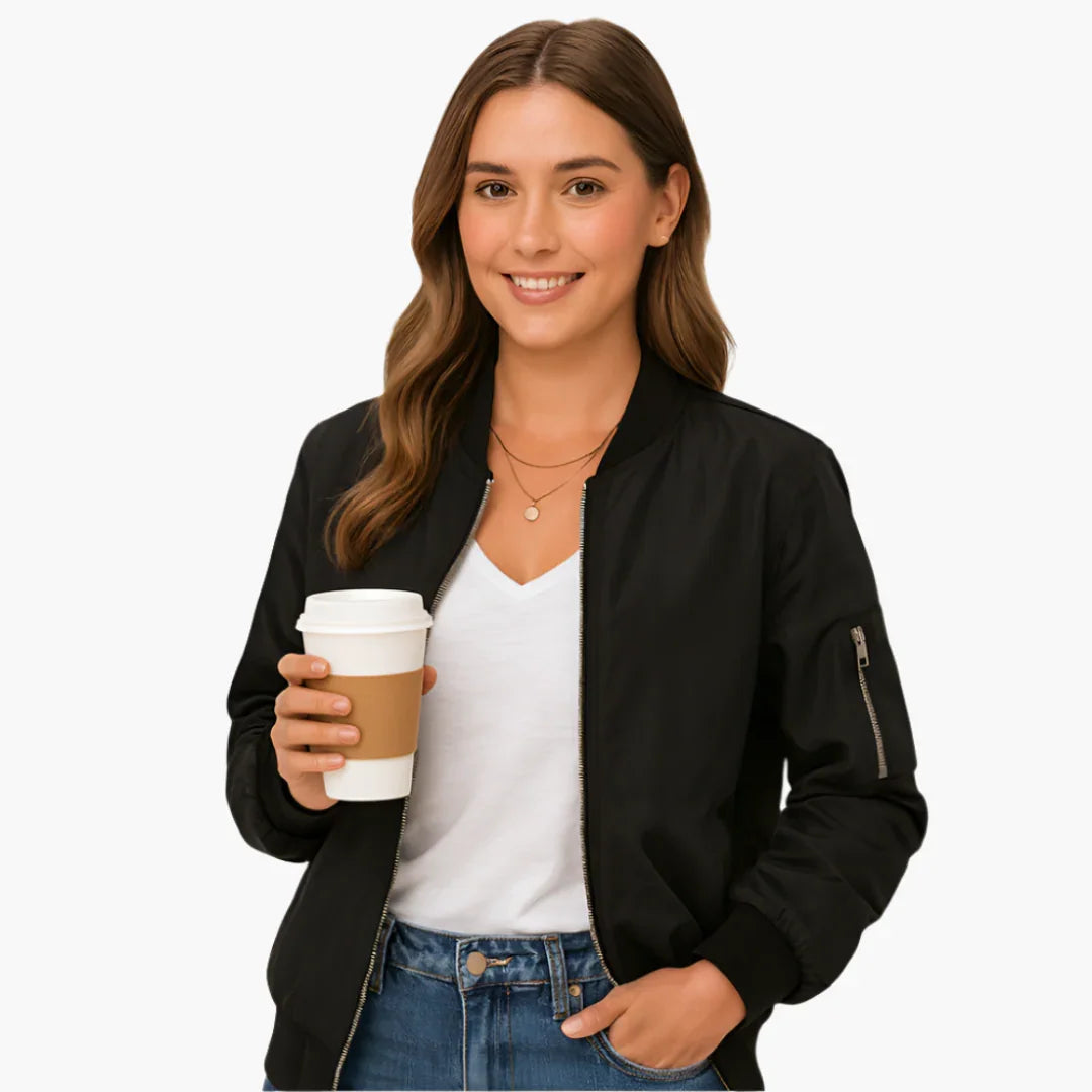 Women's Bomber Jacket with Long Sleeves