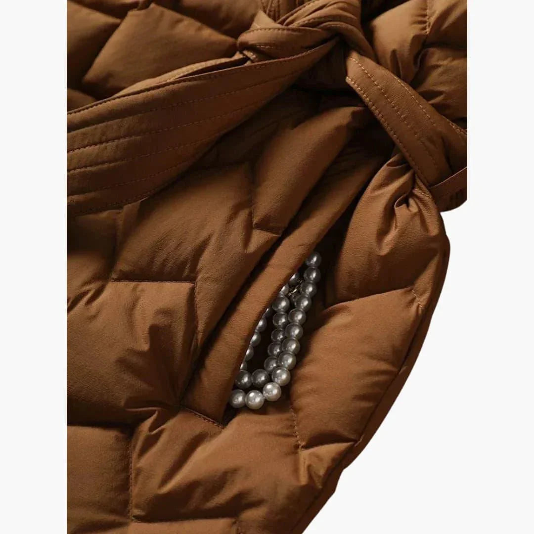 Down Coat with Belt for Women  Elegant & Warm