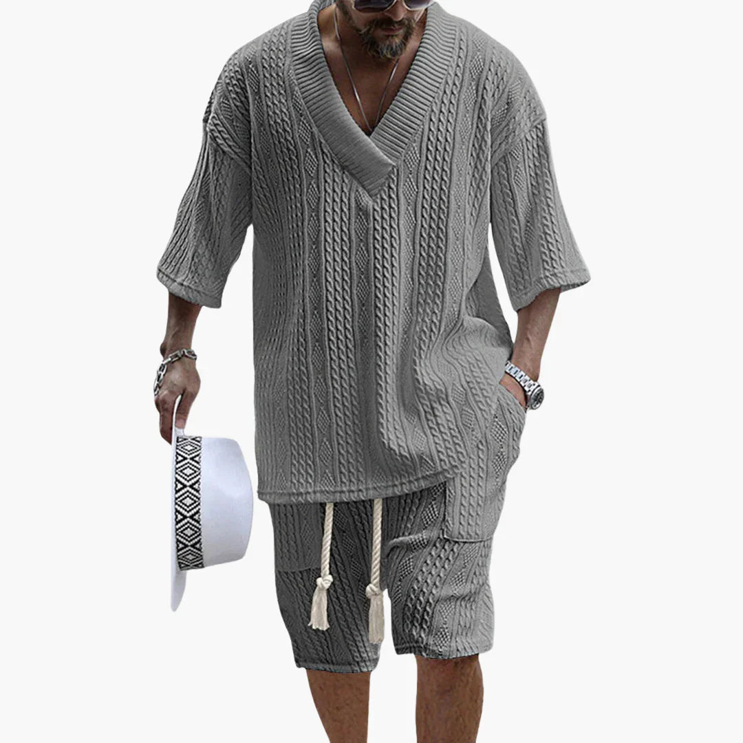 Airy Two-Piece Summer Set with Shirt and Shorts for Men