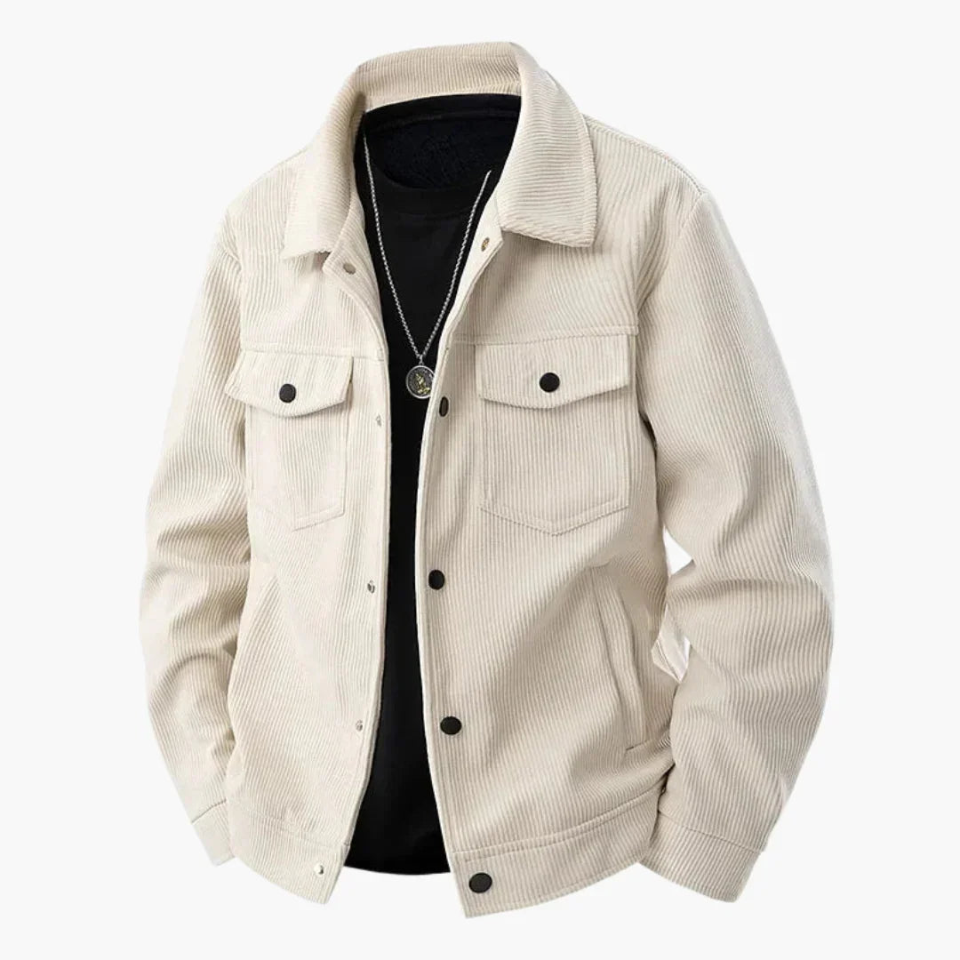 Men's Cord Jacket with Button Closure