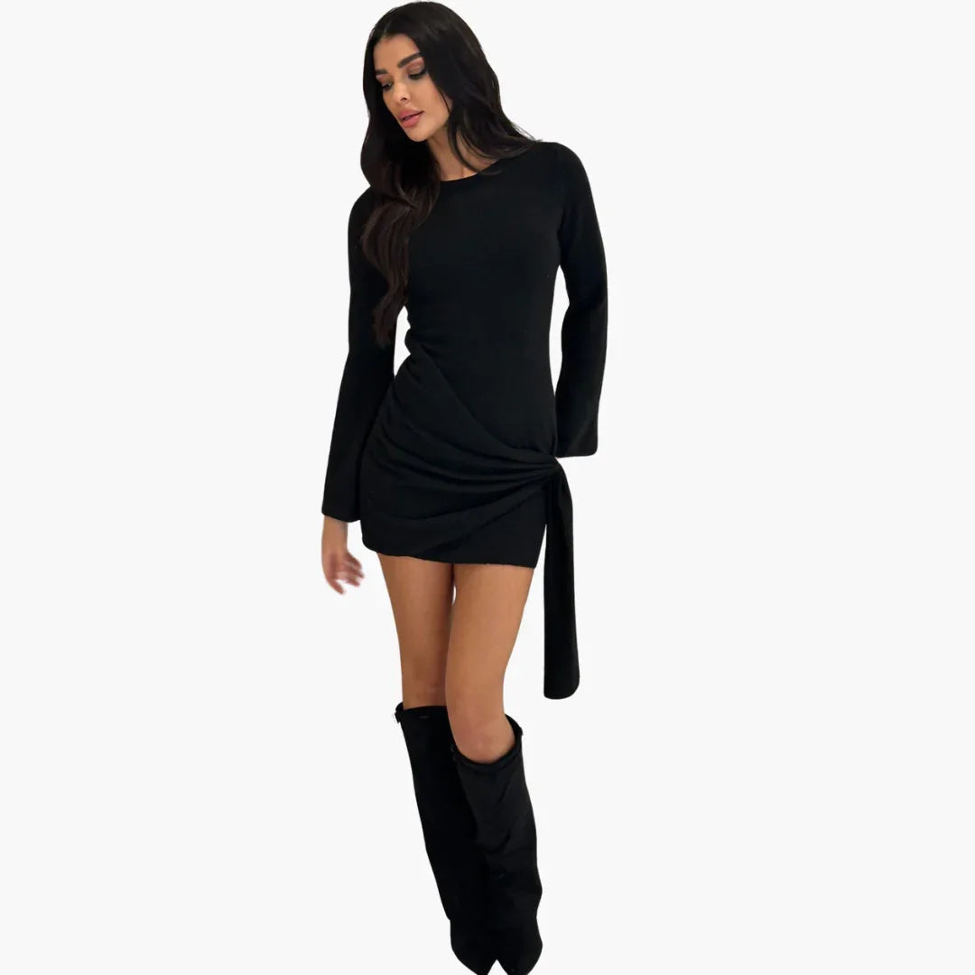 Black Dress with Knot Detail for Women  Elegant & Modern