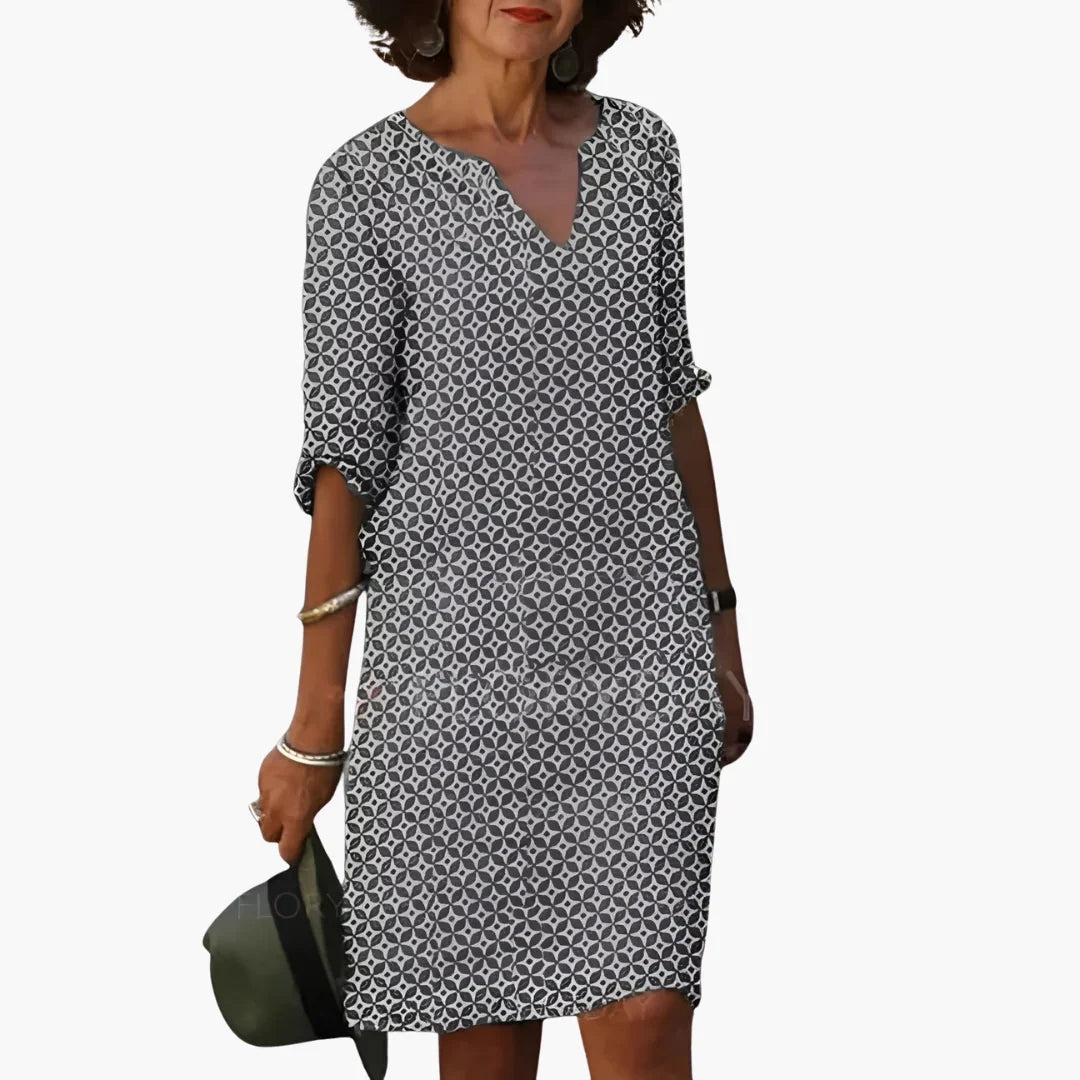 Summer Dress for Women - Lightweight, with V-Neck & Sleeves