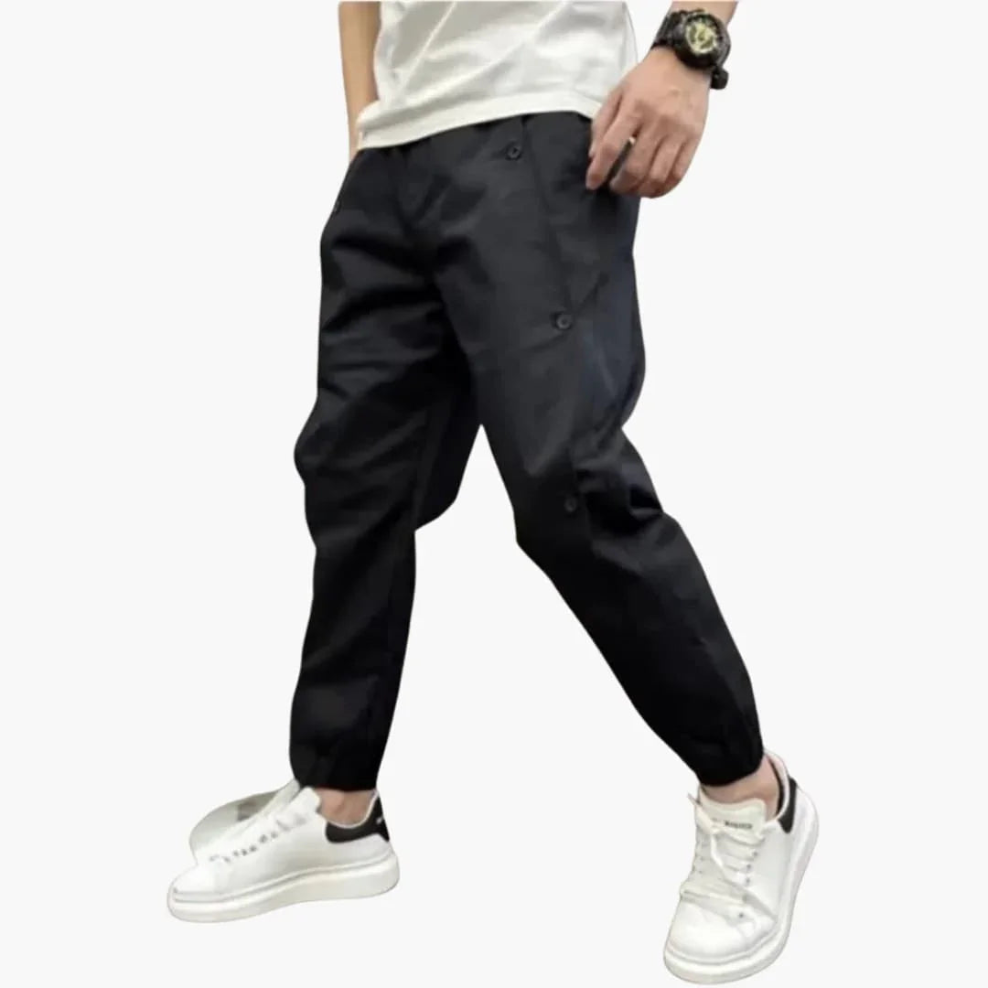 Men's Summer Pants with Button Fly and Elastic Cuffs