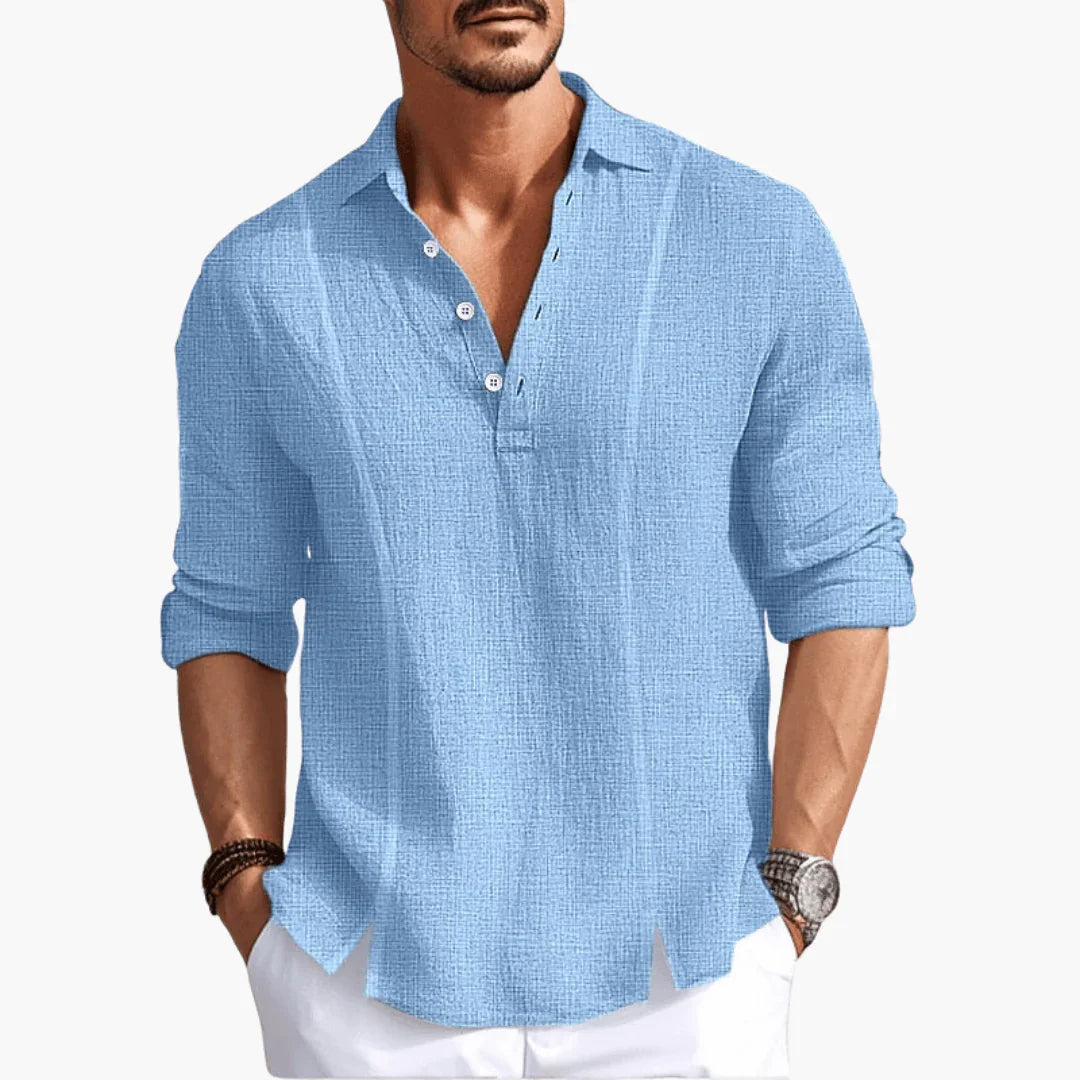 Men's Shirt - Casual Button-Up Long Sleeve Blouse for Summer