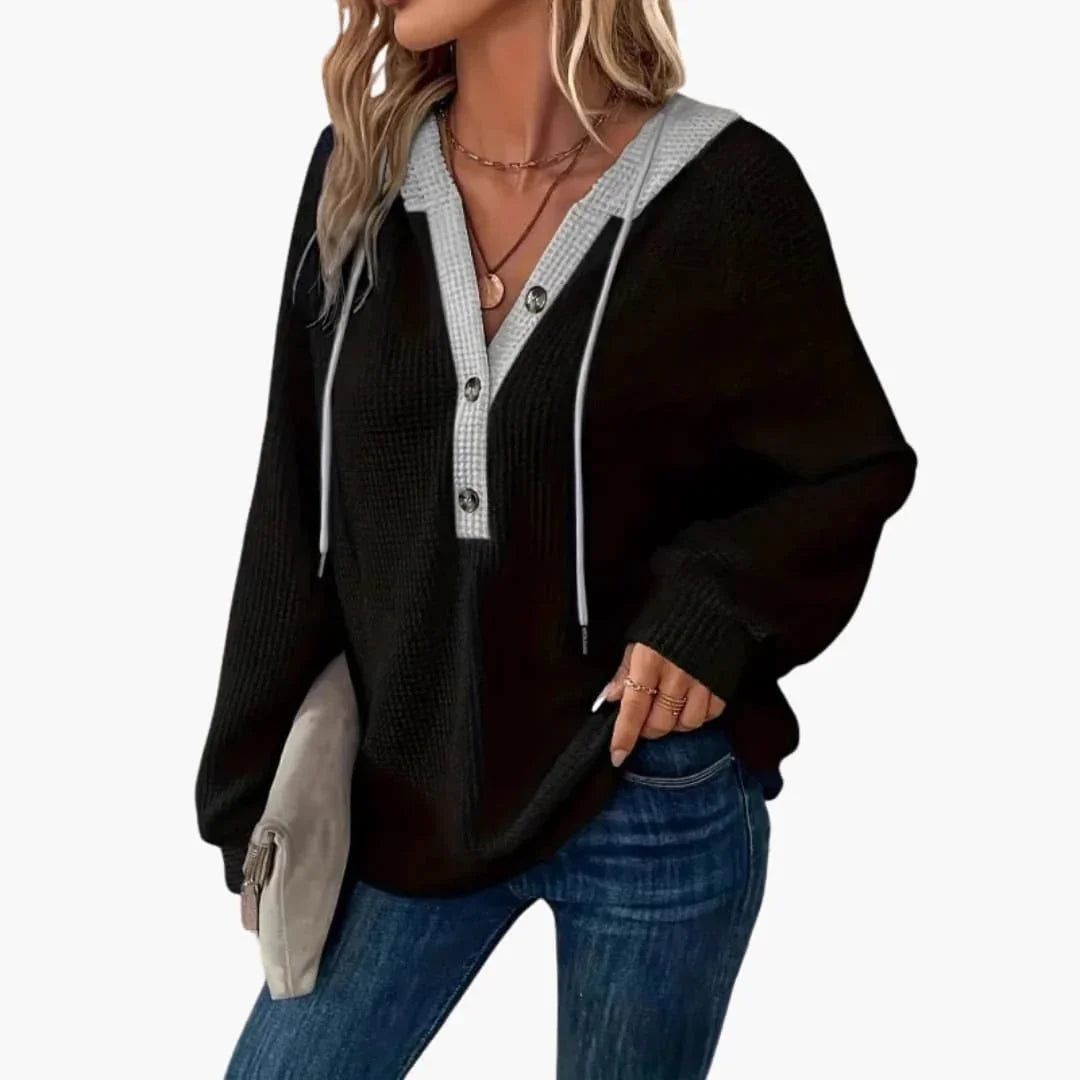Women's Hoodie with Contrast Hood and Ribbed Cuffs