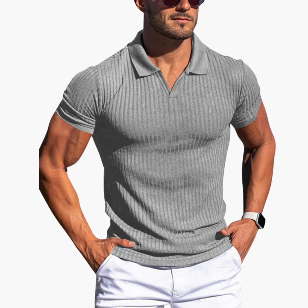 Slim Fit Polo Shirt for Men  Ribbed, Elegant & Comfortable