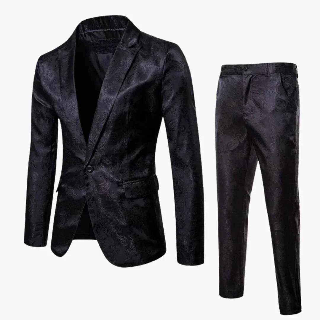 Bavane | Men's Suit with Jacquard Pattern for All Seasons