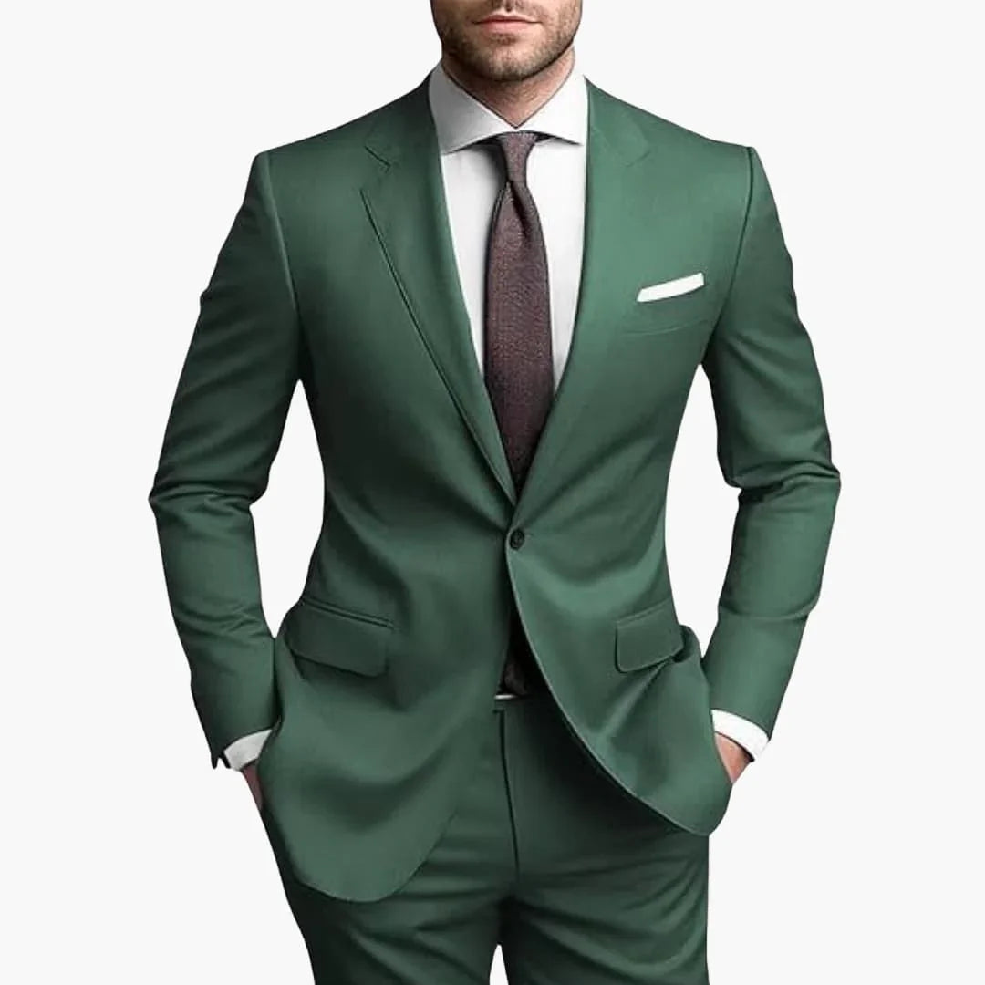 Men's Suit with One-Button Closure and Slim Fit