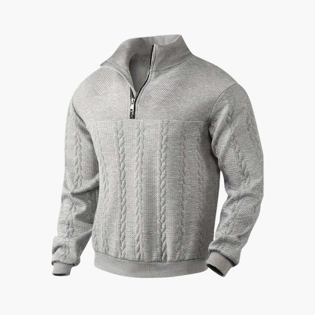 Bavane | Men's sweater with zip-neck and cable knit surface