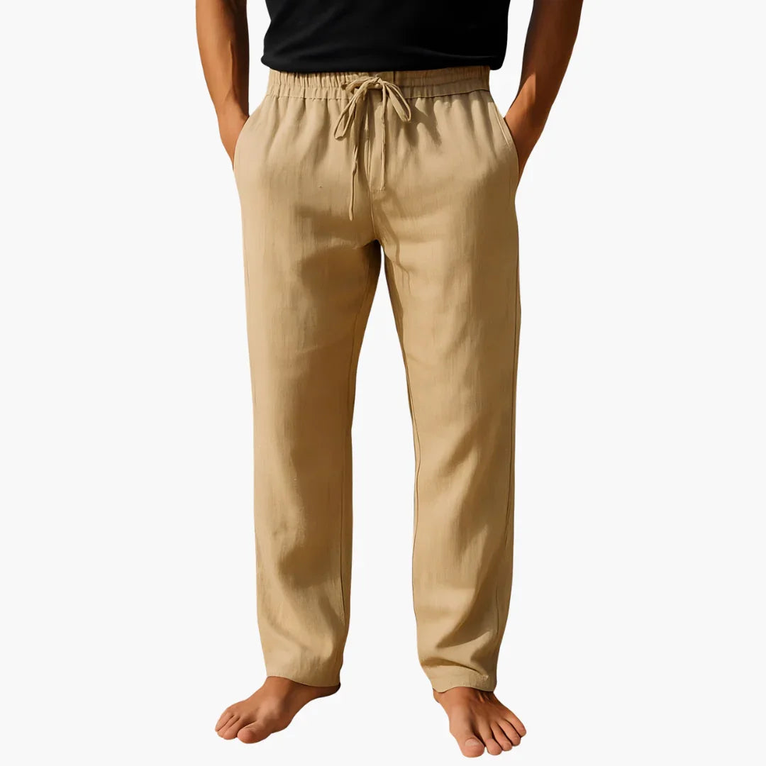 Men's Linen Casual Pants with Drawstring for Summer