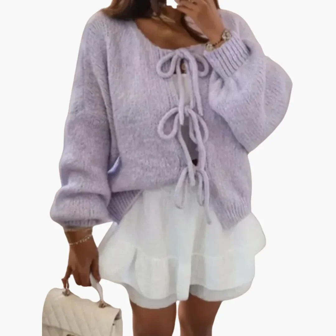 Cardigan with Bow Closure for Women