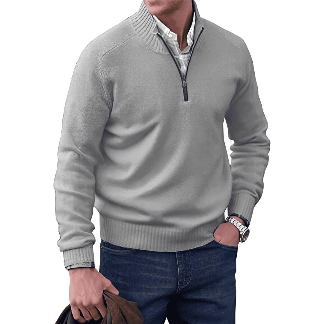 Bavane | Men's pullover with zip neck and ribbed hem