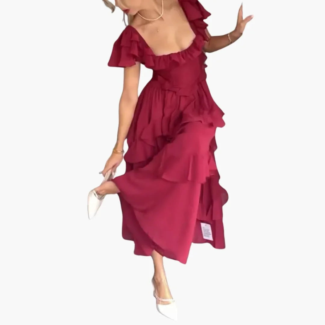 Backless Dress - For Women with Ruffled Sleeves & Style