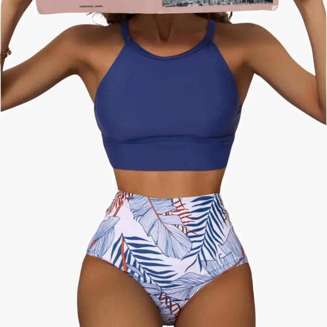 Floral Pattern High-Waist Bikini - Women's Two-Piece for Summer