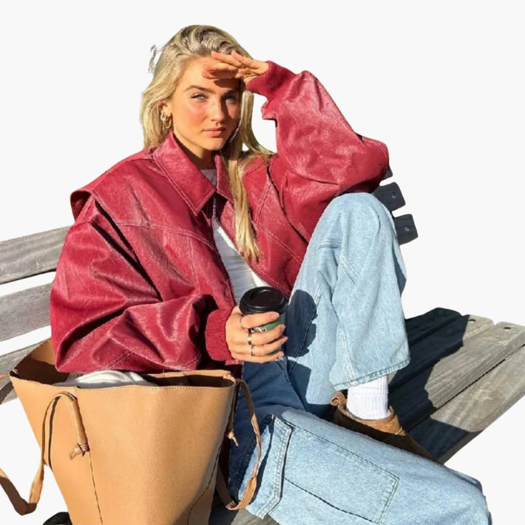 Bavane | Women's Oversized Jacket with Long Sleeves and Contrast Stitching
