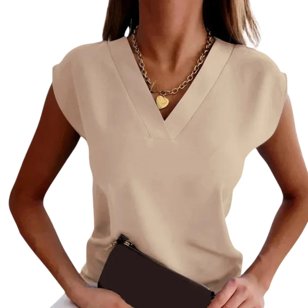 Comfortable Summer Blouse for Women - Lightweight V-Neck Blouse